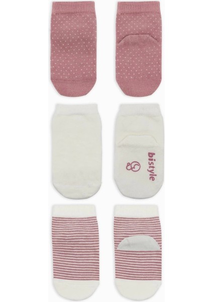 Bistyle Puanlı Kaymaz Penye Soket Çorap 3'lü BS10108 Pudra fiyatları
