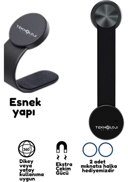 Telefon Tutucu Araç Içi Gösterge Paneline Uygn Mıknatıslı Ayarlanabilir Açı Güçlü Manyetik Universal