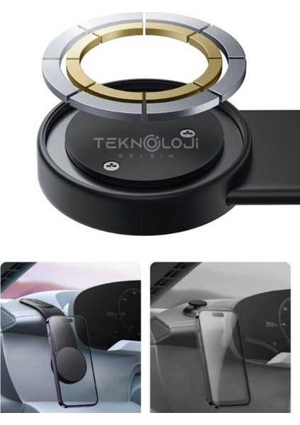 Telefon Tutucu Araç Içi Gösterge Paneline Uygn Mıknatıslı Ayarlanabilir Açı Güçlü Manyetik Universal