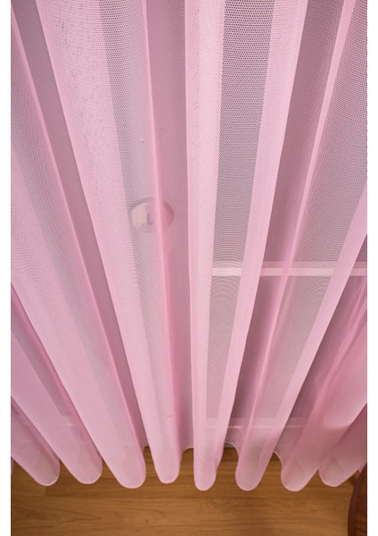 Tül Perde Pembe Pudra Kız Çoçuk Odası Bebek Mutfak Yatak Odası Düz Sade Tül Perde Sık Pileli