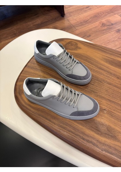 4253 Füme Süet Detaylı Hakiki Deri Erkek Sneakers - Erkek Spor Ayakkabı fiyatları