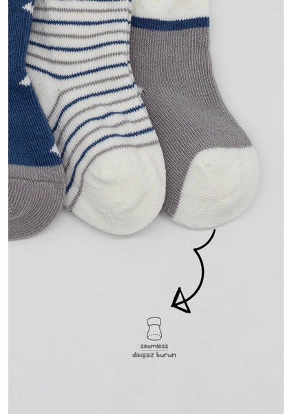 Bistyle 3'lü Penye Erkek Soket Çorap BS10111 Indigo modelleri
