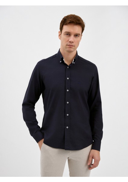 Erkek Modern Fıt Gömlek-Lacivert