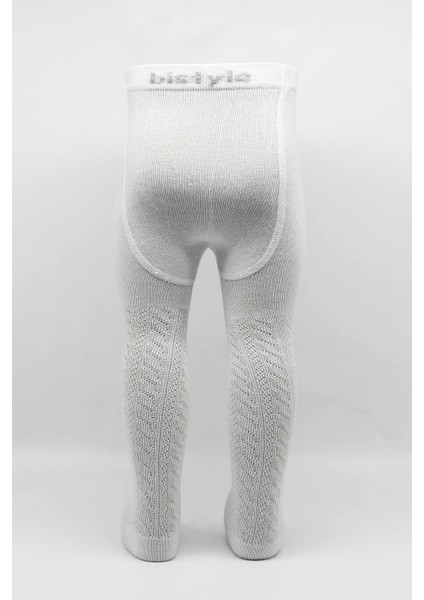 Bistyle Tekli Zikzak Kabartma Penye Külotlu Çorap BS50108 Beyaz modelleri