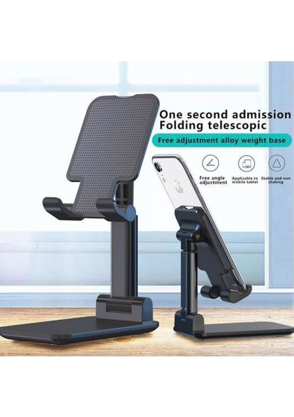Masa Üstü Telefon Tutucu Stant Tablet Tutucu Kademeli Yükseklik Ayarlı Kaliteli Siyah