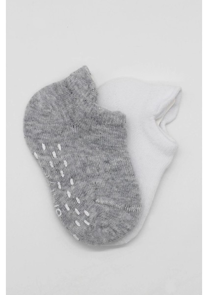 Bistyle 2'li Sneakers Kaymaz Basic Penye Çorap BS20103 Gri Beyaz fırsatları