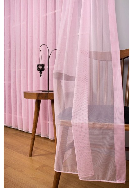 Tül Perde Pembe Pudra Kız Çoçuk Odası Bebek Mutfak Yatak Odası Düz Sade Tül Perde Sık Pileli modelleri
