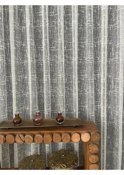 Ağır Gramajlı Çizgili Kareli Örme Desen Tül Perde Sık Pile indirimleri