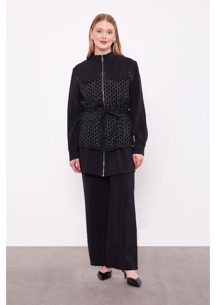 Siyah Dantel Detaylı Ikili Takım