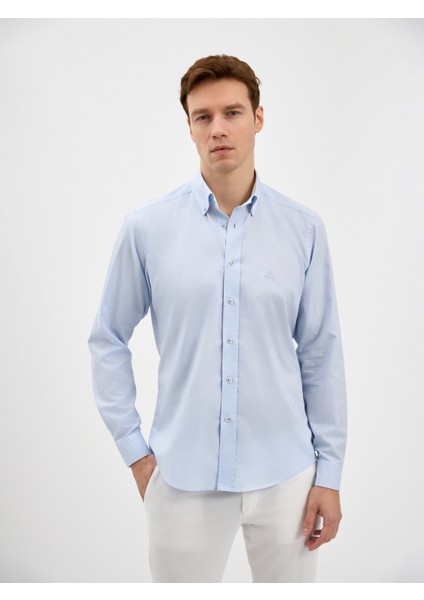 Erkek Modern Fıt Gömlek-Mavi