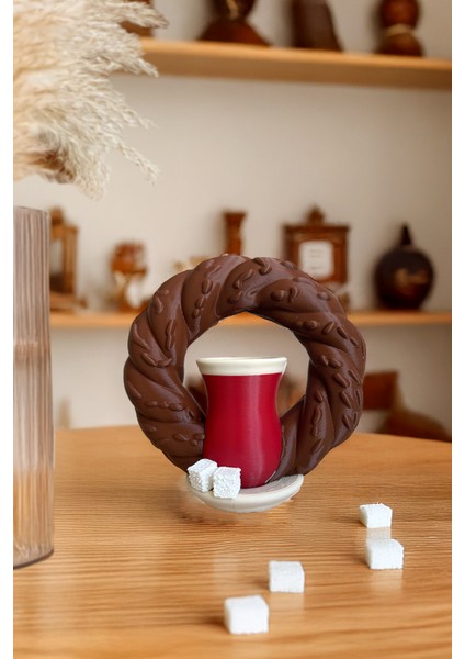 Simit, Çay ve Küp Şeker Figürlü Geleneksel Biblo, Istanbul Yöresel Mutfak Dekorasyonu, 13CM Plastik modelleri