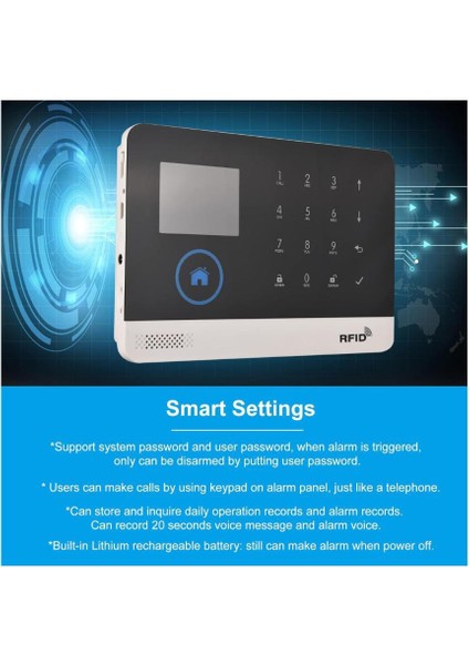43 Hz Kablosuz Wıfı + Otomatik Arama Alarm Güvenlik Sistemi Ekran Kapı Sensörü Pır Hareket Sensörü Fon App Uzaktan Kumanda Alexa Home Ses Kontrolü Akıllı Ev