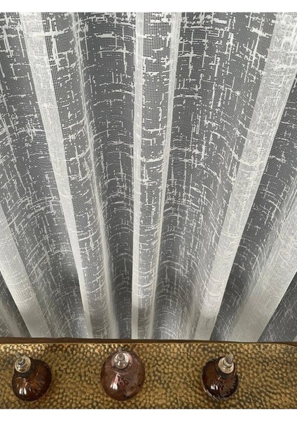 Ağır Gramajlı Çizgili Kareli Örme Desen Tül Perde Sık Pile fırsatları