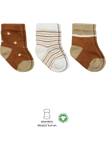 Bistyle 3'lü Penye Erkek Soket Çorap BS10111 Hardal