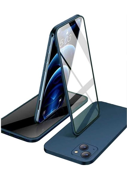 Apple iPhone 13 Mini Uyumlu 360 Derece Tam Kaplayan Cam Kapak Kılıf