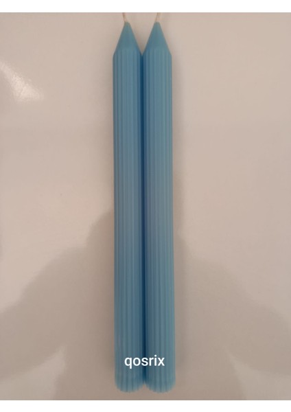 2'li Açık Mavi Şamdan Soya Mumu Soya Doğal Pudra Kokulu Uzun Çubuk Konik Mum Dekoratif indirimleri