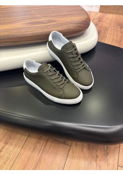 4253 Haki Hakiki Deri Erkek Sneakers - Erkek Spor Ayakkabı fiyatları