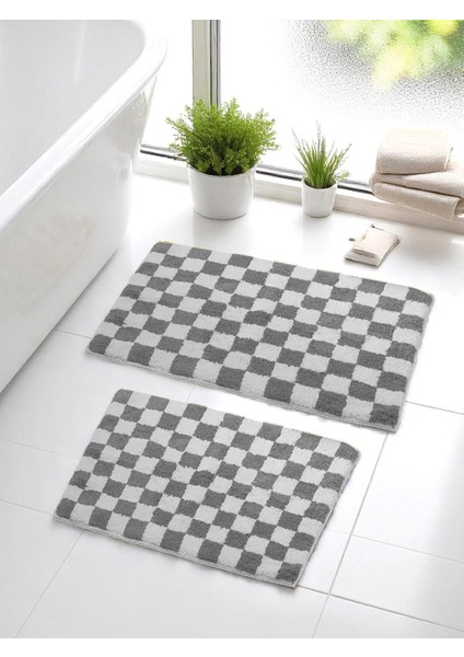 Chess 2'li Banyo Paspası Kaymaz Taban 60X100-60X50