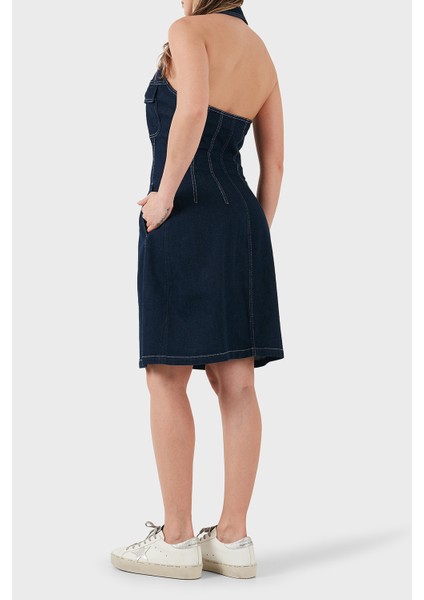 Pamuklu Regular Fit Düğmeli Kot Elbise Bayan Elbise EW000752 AF12436 MB001