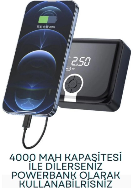 Hava Pompası Şarjlı Taşınabilir Basınç Göstergeli Kompresör Powerbank Lastik Şişirme Pompa Elfenerli modelleri
