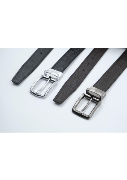 Döner Tokalı Çift Taraflı Hakiki Dana Derisi Erkek Kemer