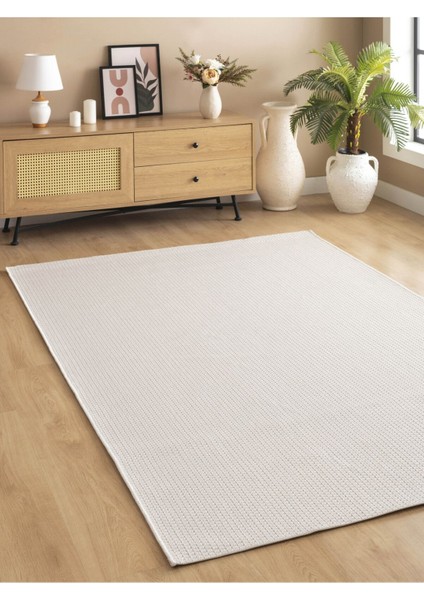 Sisal Jut Hasır Model Tek Renk Dokuma Yıkanabilir Toz Vermez Halı Krem