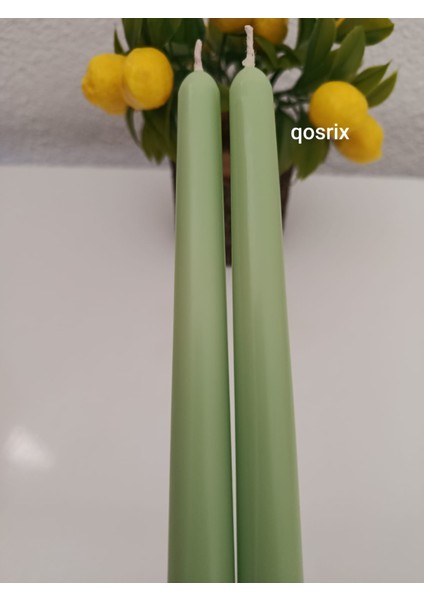 2'li Açık Yeşil Şamdan Soya Mumu Soya Doğal Vanilya Kokulu Uzun Çubuk Konik Mum Dekoratif fiyatları