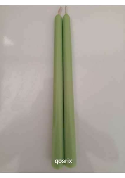 2'li Açık Yeşil Şamdan Soya Mumu Soya Doğal Vanilya Kokulu Uzun Çubuk Konik Mum Dekoratif fırsatları