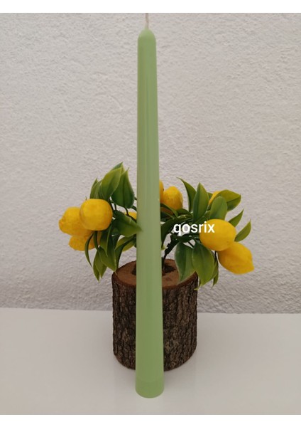 2'li Açık Yeşil Şamdan Soya Mumu Soya Doğal Vanilya Kokulu Uzun Çubuk Konik Mum Dekoratif indirimleri