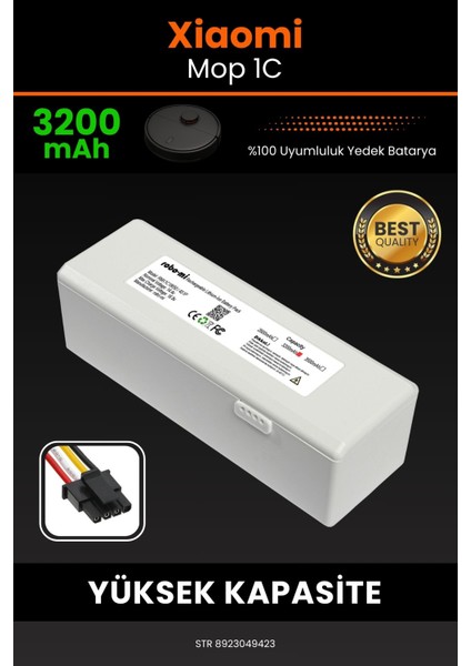 Xiaomi Mi Vacuum Mop 1C 3200mAh Robot Süpürge Bataryası - Yüksek Yoğunluklu Li-ion Hücre