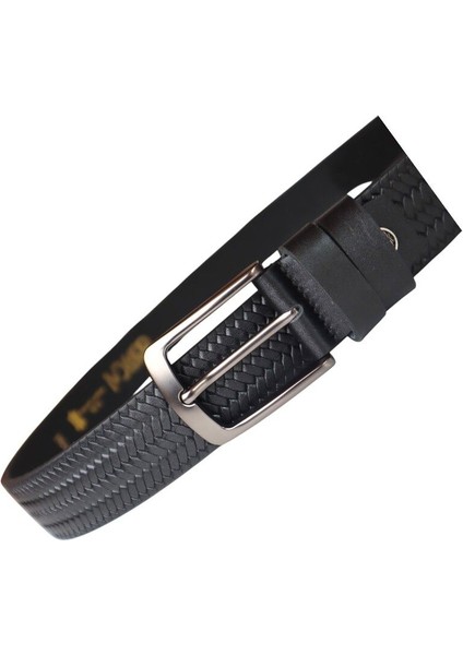 Hakiki Dana Derisi Balık Sırtı Desenli Erkek Kemer