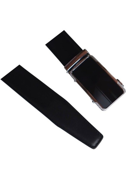 Siyah Taş Tokalı Hakiki Dana Derisi Erkek Kemer