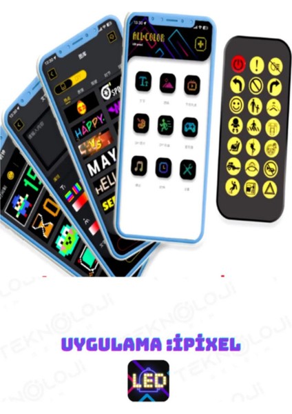 LED Ekran Matrix Panel Cama Yapışan En Büyük Boy 16X96 Telefon App Kontrol Digital Araba Yazısı