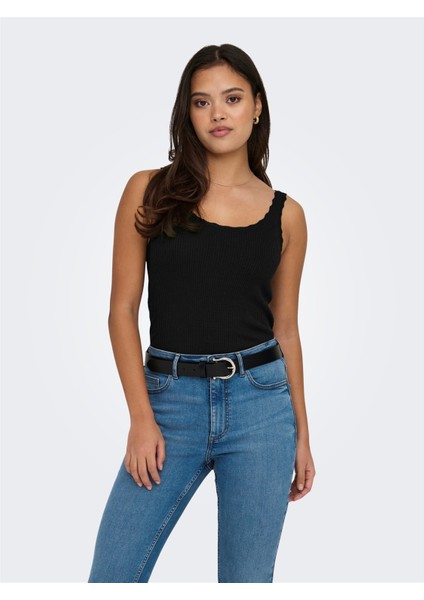 Only Onlgemma Sl U-Neck Knt Noos Kadın Siyah Kazak - 15314659