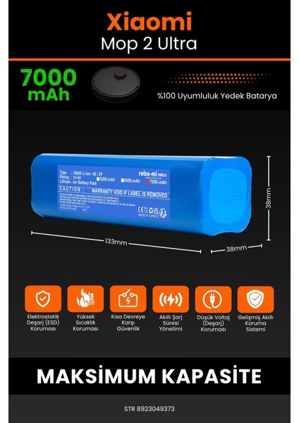 Xiaomi Mi Robot Vacuum Mop2 Ultra 7000mAh Robot Süpürge Batarya - Yüksek Yoğunluklu Li-ion Hücre fiyatları