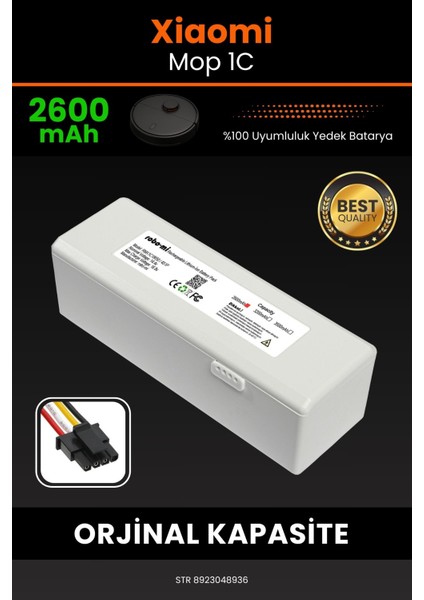 Xiaomi Mi Vacuum Mop 1c 2600MAH Robot Süpürge Bataryası - Yüksek Yoğunluklu Li-Ion Hücre