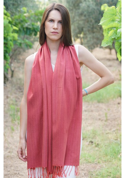El Sağımı %100 Ipek El Dokuması Şal 65 x 190 cm - Bordo fiyatları