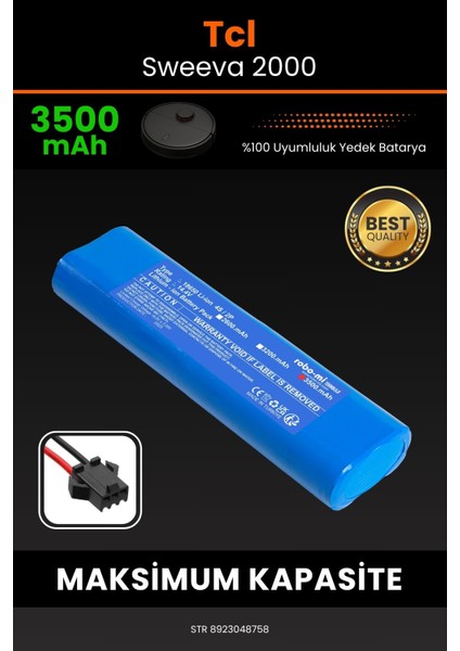 Tcl Sweeva 2000 3500mAh Robot Süpürge Bataryası - Koruma Katmanlı Batarya Teknolojisi