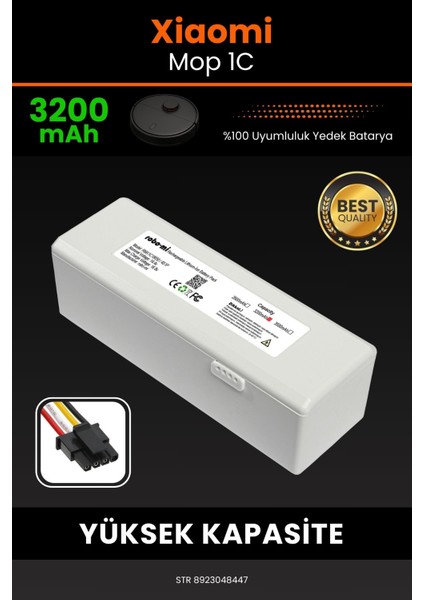 Xiaomi Mi Vacuum Mop 1C 3200mAh Robot Süpürge Bataryası - Sertifikalı Güvenlik, Gerçek Kapasite