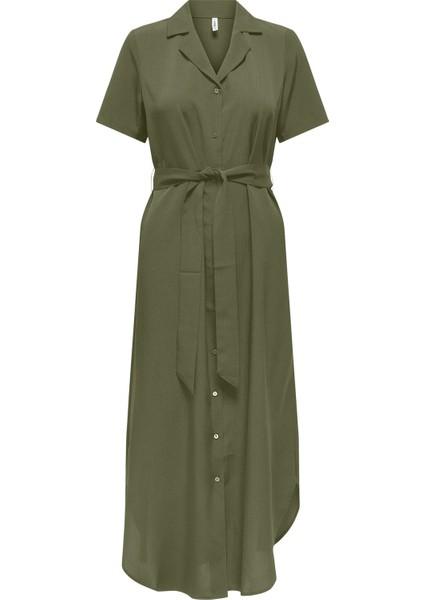 Onlnova Lıfe Elıte Izı Shırt Dress Solıd Kadın Yeşil Elbise - 15331928