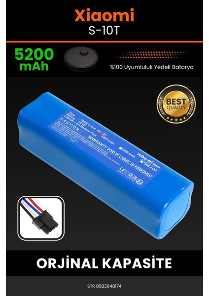Xiaomi S-10T (KUTUSUZ)5200MAH Robot Süpürge Bataryası - Koruma Katmanlı Batarya Teknolojisi