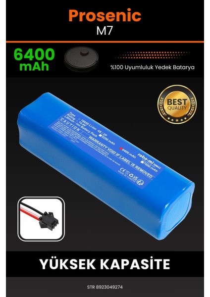 Proscenic M7 6400mAh Robot Süpürge Bataryası - Yüksek Yoğunluklu Li-ion Hücre