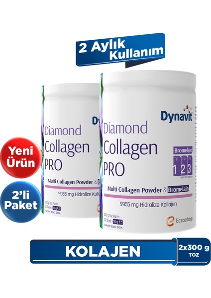 Diamond Collagen PRO Multi Collagen Powder&Bromelain 300g X 2
