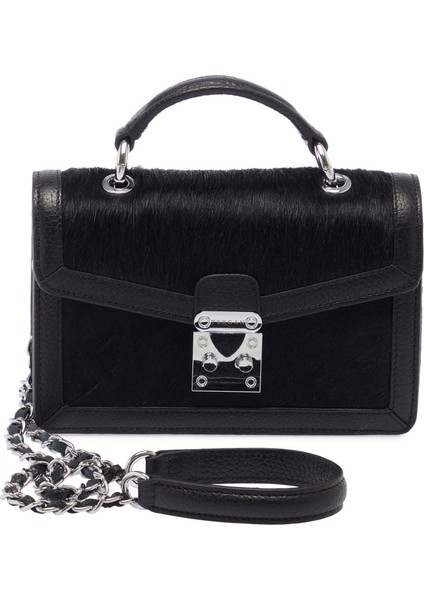 Siyah Hakiki Deri Kadın El Çantası - S24K1BC80265-U8M