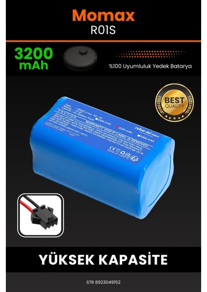 Momax R01S 3200mAh Robot Süpürge Bataryası - Yüksek Yoğunluklu Li-ion Hücre