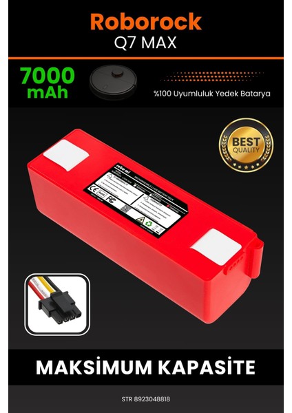Roborock Q7 Max 7000MAH Robot Süpürge Bataryası - Yüksek Yoğunluklu Li-Ion Hücre