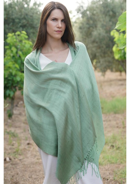 El Sağımı %100 Ipek El Dokuması Şal 65 x 190 cm - Yeşil fiyatları