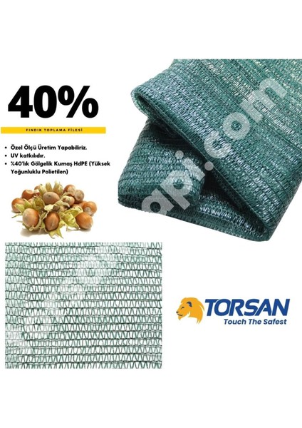 Fındık Filesi – Ürün Toplama Filesi – Yüzde 40LIK – Yeşil - Düz - 4 Metre x 15 Metre