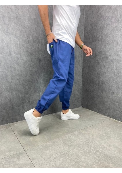 Rahat Kalıp Beli Lastikli Pamuklu Mavi Jogger modelleri