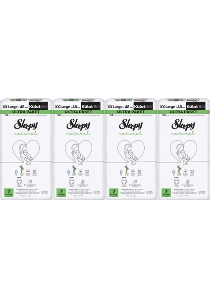Külot Bebek Bezi Natural Beden:7 (20-30 kg) Xx Large 192 Adet